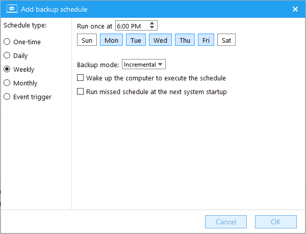 weekly backup schedule