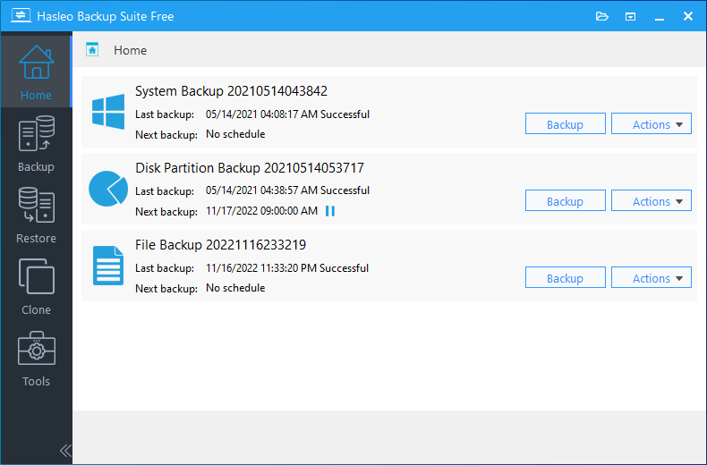 Hasleo Backup Suite main window