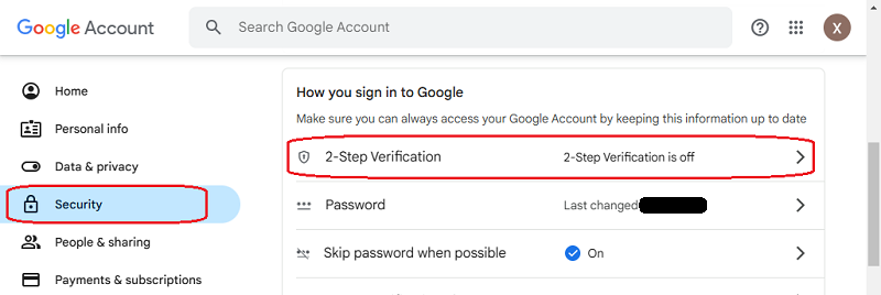 enable 2-step verification