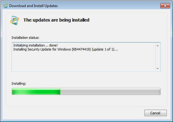 install Windows KB4474419 update