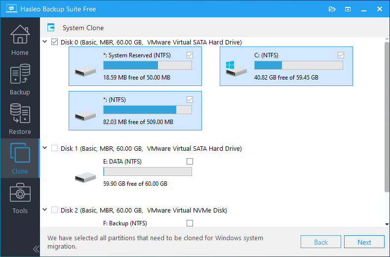 system clone select source disk