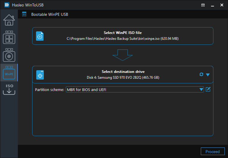 Select partition scheme