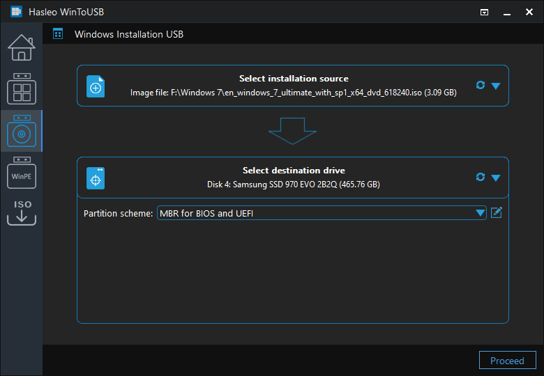 Select partition scheme