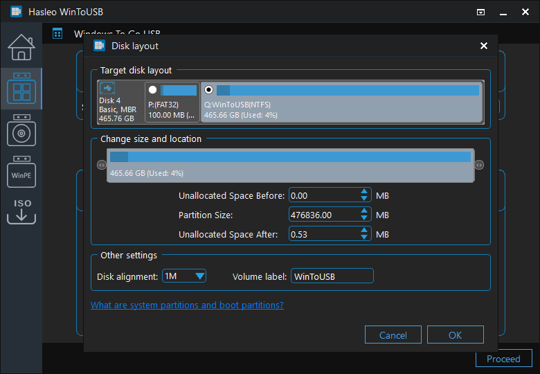 review and change disk layout