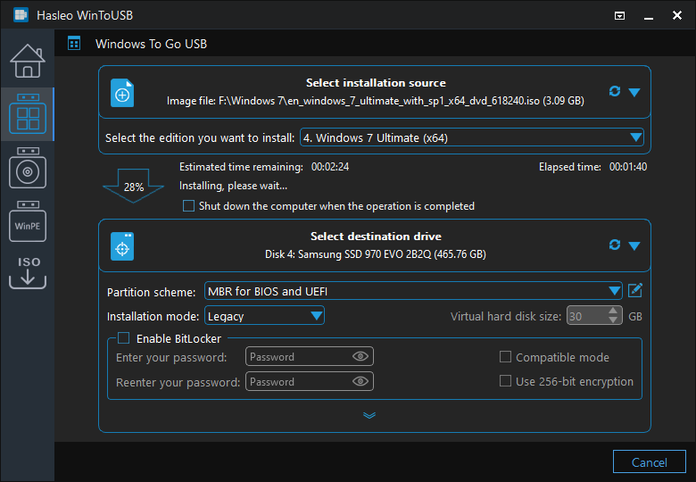 installing Windows to USB